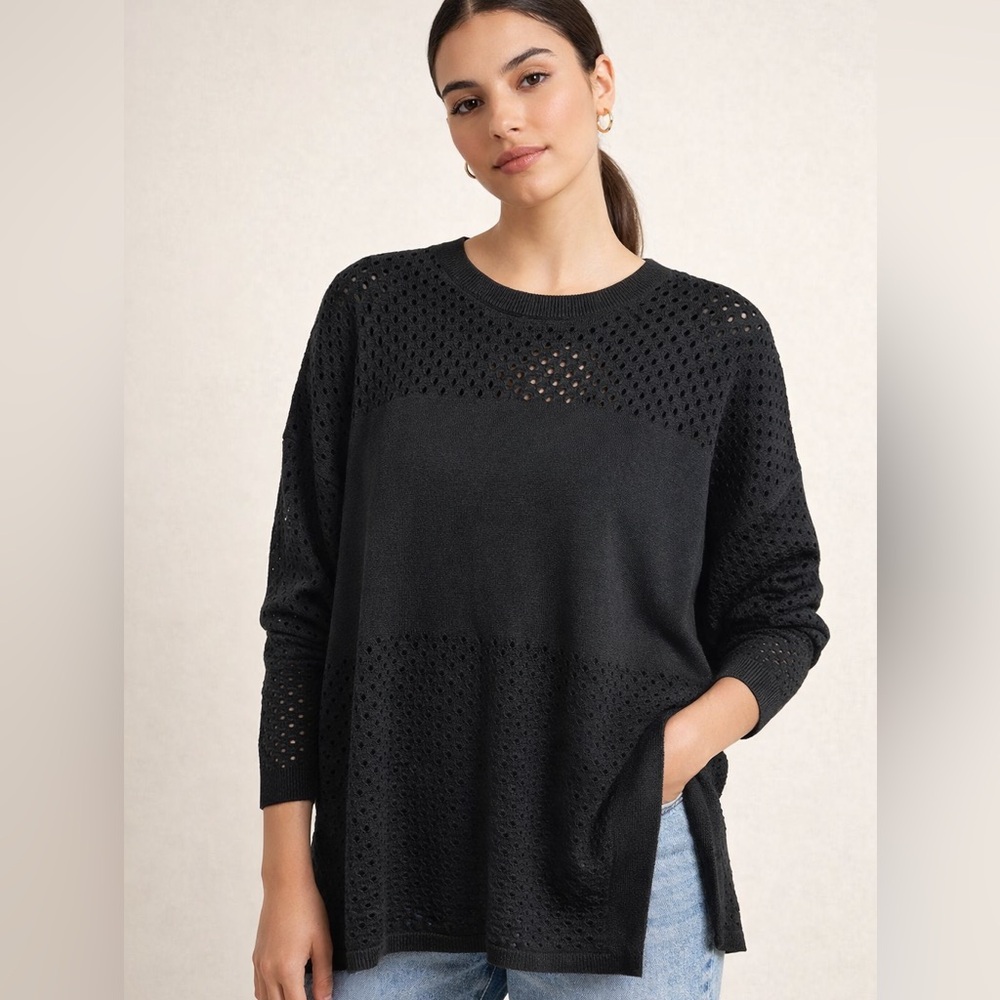 Top Shop Black Open-Knit Women's Sweater